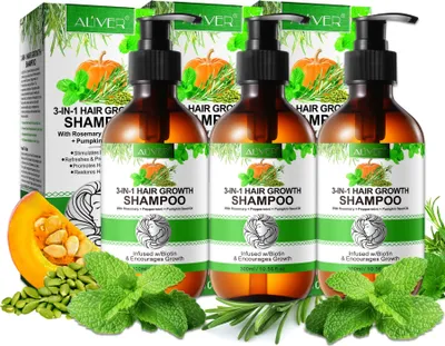 Produktbild von Shampoo 3-in-1 mit Rosmarin Minze Kürbis Öl mit Biotin für Haar Kopfhaut Pflege Haarwachstum, 3x 300ml
