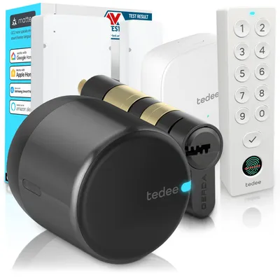 Immagine prodotto di tedee GO2 Alu Serratura Smart WiFi Completa | Impronta Digitale, Sensore Porta, Cilindro Classe 6 Antieffrazione | Matter, Alexa, Google Home, Apple HomeKit