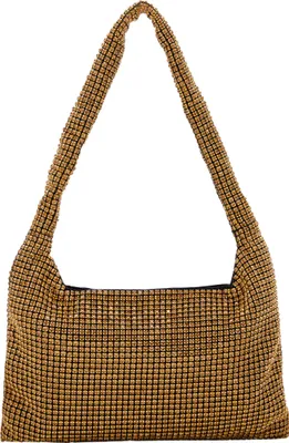 Produktbild von Damen Gold Abendtasche mit reflektierenden Perlen, 17x27x1 cm, mit einzelnem Riemen