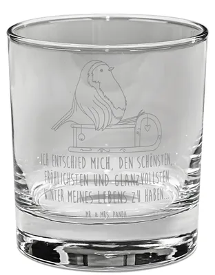 Produktbild von Mr. & Mrs. Panda Ginglas Rotkehlchen Schlitten - Transparent - Geschenk, Longdrinkglas, Winter, Weihnachten, gravur glas, Trinkglas, Vogel, Tumbler, Cocktailglas