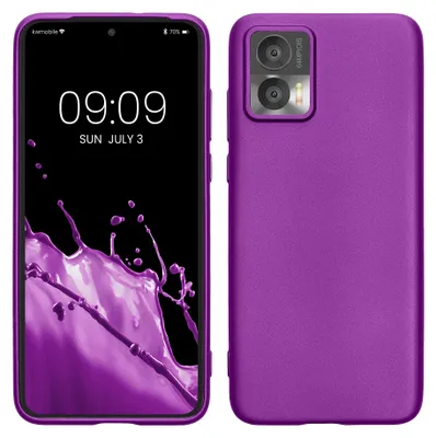 Produktbild von kwmobile Handyhülle für Motorola Edge 30 Neo Hülle - Silikon Case metallisch schimmernd - Schutzhülle Cover - Metallic Violett