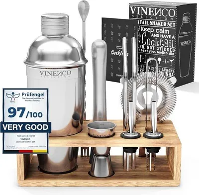 Productafbeelding van Cocktailshakerset met standaard en receptenboek: