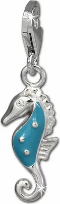 Produktbild von SilberDream Charm Anhänger Seepferd hellblau Zirkonia Silber Emaille FC844H