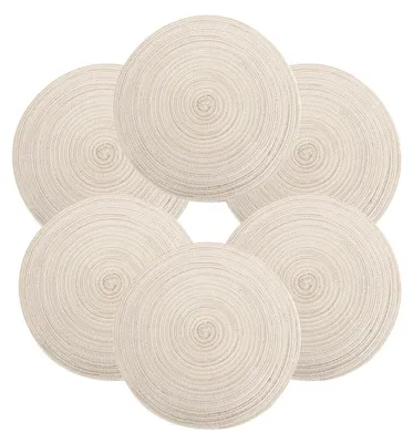 Immagine prodotto di Set di 6 sottopiatti rotondi, beige, resistenti al calore e antiscivolo, diametro 37 cm