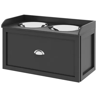 Produktbild von Hundenapf Erhöht Futterstation Fressnäpfe Liter Edelstahl Schublade schwarz