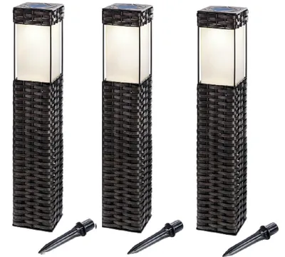 Produktbild von BUVTEC '3er Set' LED Solar Standleuchtenset Rattan 3500 K