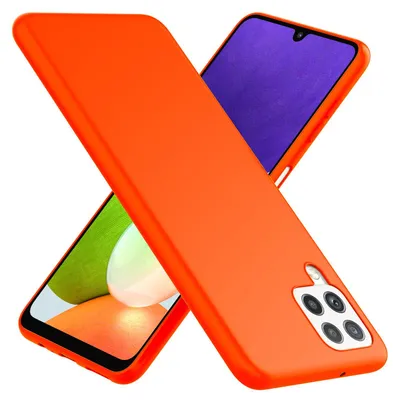 Produktbild von NALIA Bunte Neon Silikonhülle für Samsung Galaxy A22, Intensive Farbe Rutschfest Samtig Gummiert Orange
