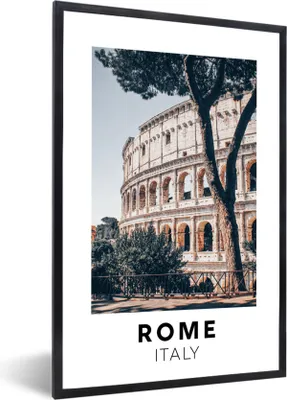 Produktbild von MuchoWow® Gerahmtes Poster Rom - Italien - Kolosseum 60x90 cm - Poster mit Schwarzem Bilderrahmen Wandposter Rahmen Foto Bilder - Kunst