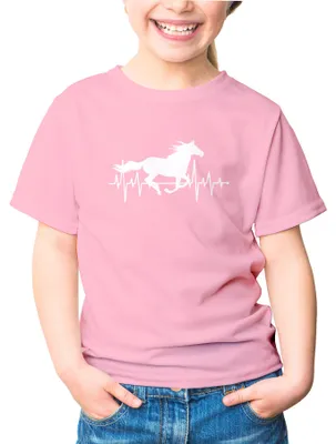 Produktbild von Kinder T-Shirt Mädchen Pferd Motiv Reiten Geschenk für Mädchen Pferde Tiermotiv Moonworks® rosa 98-104 (3-4 Jahre)