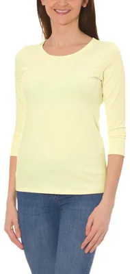 Produktbild von Alkato Damen Shirt 3/4 Arm mit Rundhals, Farbe: Bananengelb, Größe: S