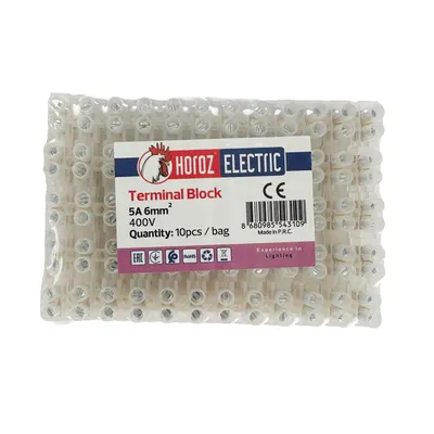 Image de Bornier HOROZ LTF 12 pôles 6 mm² kit 10 pièces