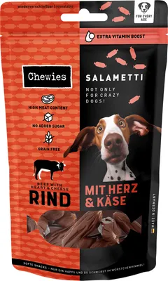 Produktbild von Chewies Salametti 200 g Hundesalami Hundewurst Hundesnack Hundeleckerli Leckerli Hund Salami Würstchen