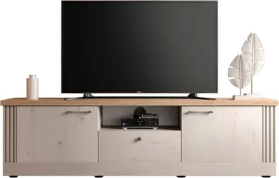 Zdjęcie produktu dla Stolik RTV z 1 wnęką, 2 drzwiami i 1 szufladą, szerokość 211 cm - COUNTRY