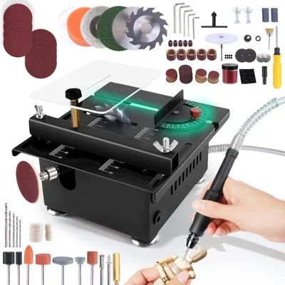 Mini-Tischkreissäge 100 W, 7 Geschwindigkeiten, 4 Sägeblätter