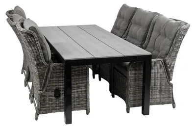 Produktbild von 7-teiliges Gartenset | 6 verstellbare Gartenstühle Dublin | Limasol Gartentisch | 225 cm