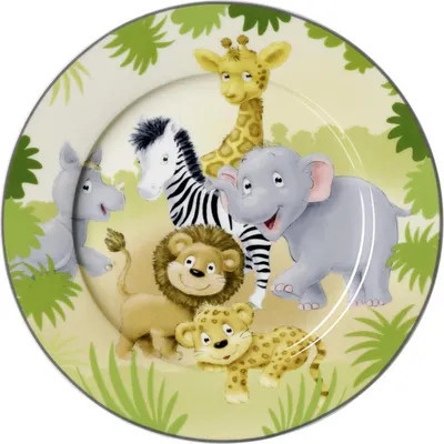 Immagine prodotto di Ritzenhoff & Breker Tiere Teller Afrikatier, Kinderteller, Speiseteller, Kinder, Porzellan, Ø 19 cm, 427844