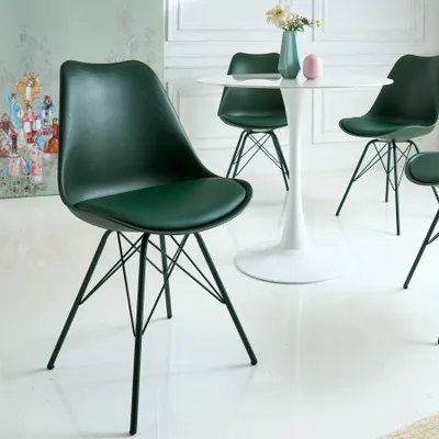 Produktbild von riess-ambiente Retro Stuhl SCANDINAVIA MEISTERSTÜCK dunkelgrün Esszimmerstuhl Essstuhl Küchenstuhl
