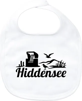 Produktbild von Huuraa Baby Lätzchen Hiddensee Strandmotiv White Klettverschluss  Baumwolle Latz Geschenkidee