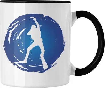 Produktbild von Trendation - Taucher Tasse Geschenk Grafik für Tauchlehrer Geschenkidee Lustig Tauchen Tauchsport (Schwarz)