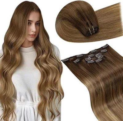 Produktbild von Famanu Clip-In Haarverlängerungen Echthaar 5 Stück 80g 30cm Braun-Töne zu Hellbraun