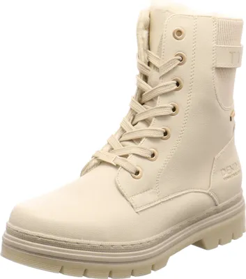 A single beige boot is shown against a white background.