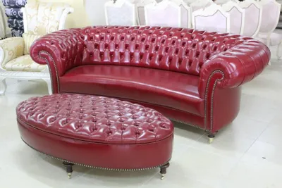 Produktbild von Chesterfield 3 Sitzer + Hocker Couch Garnitur Polstermöbel Leder Sofas Couchen