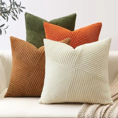 Obrázok produktu pre Uniqoos® Sada 4 vankúšových poťahov 45 x 45 cm – dekoratívne poťahy z tkaniny s textúrou a skrytým zipsom, vhodné do obývačky