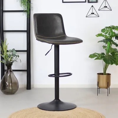 Produktbild von Bronx71 Barhocker Leder Texas höhenverstellbar anthrazit 60-76 cm