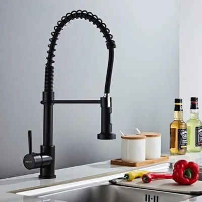 Obrázok produktu pre Otočná kuchynská batéria s pružinovým mechanizmom RVS, 2 režimy prúdu vody