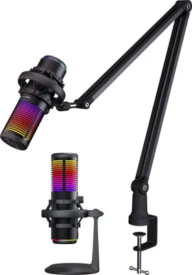 Produktbild von PREYON Osprey Scream Mikrofon RGB, Nierencharakteristik, Aluminiumgehäuse, Stummschalttaste, Lautstärkeregler, Mini Jack 3,5 mm, Plug and Play