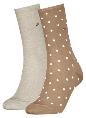 Obrázok produktu pre Dámske ponožky s bodkami – 2 páry – piesková farba – 35–38