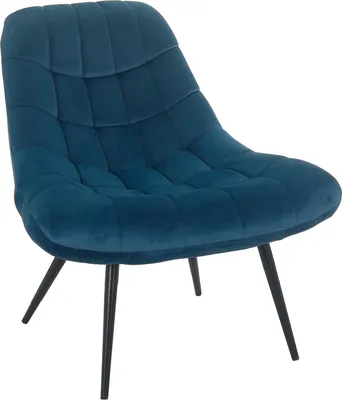 Produktbild von SalesFever Loungesessel mit XXL-Sitzfläche | Bezug Stoff in Samt-Optik | Gestell Metall schwarz | üppige Steppung | B 76 x T 87 x H 86 cm | blau