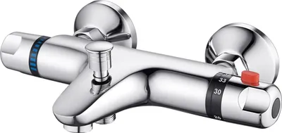 Produktbild von Badewannenarmatur Thermostat Duscharmatur mit Thermostat aus Messing, Chrom Mischbatterie Dusche Thermostat, Aufputz Duscharmaturen Thermostat Armatur Badewanne mit 38 °C Sicherheitstaste,Für Badezimmer Dusche Badetemperaturregelung