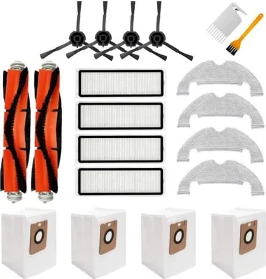Produktbild von Ersatz Zubehör Set für Dreame Bot D10 Plus RLS3D Roboter Staubsauger 20 Packungen 2 Hauptbürsten, 4 Filter, 4 Seitenbürsten, 4 Wischtücher, 4 Staubbeutel,1 Reinigungswerkzeug,1 Craper