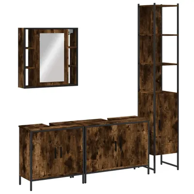 Produktbild von 4-tlg. Badmöbel-Set Räuchereiche Holzwerkstoff