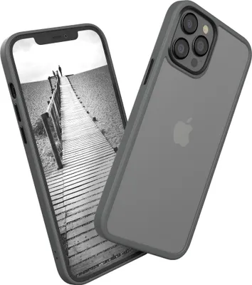 Immagine prodotto di EAZY CASE - Custodia da esterno compatibile con Apple iPhone 12 Pro Max, antiurto, antigraffio, con protezione della fotocamera, custodia in silicone in grigio