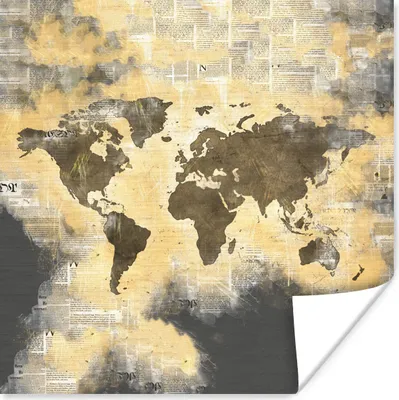 Produktbild von MuchoWow® Poster Weltkarte - Zusammenfassung - Zeitungen 100x100 cm - Babyzimmer