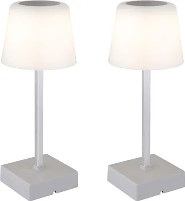 Produktbild von 2x LED Tischleuchte, silber, Touchdimmer, Akku, H 25,5 cm