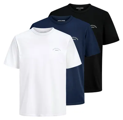 Produktbild von 3er Pack JACK & JONES Herren T-Shirts College Logo Tee Crew Neck