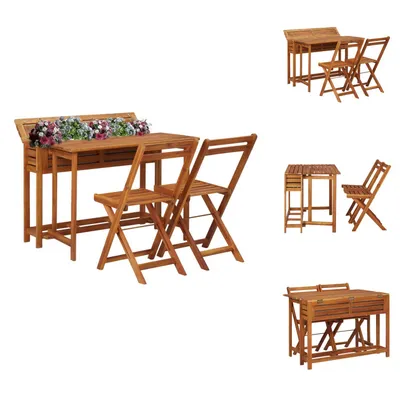 Immagine prodotto di vidaXL Tavolo da giardino con letto rialzato e 2 sedie in legno massiccio di acacia - Set di mobili da giardino