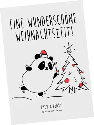 Produktbild von Mr. & Mrs. Panda Ansichtskarte Panda Weihnachtszeit - Weiß - Geschenk, Grußkarte, Kunstkarten, Postkarten, Postkarte, einzelkarte