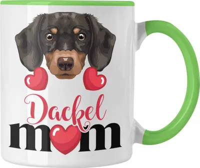 Produktbild von Trendation - Dackel Besitzer Mom Mama Tasse Geschenk Lustiger Spruch Geschenkidee Dackel Besitzerin (Grün)