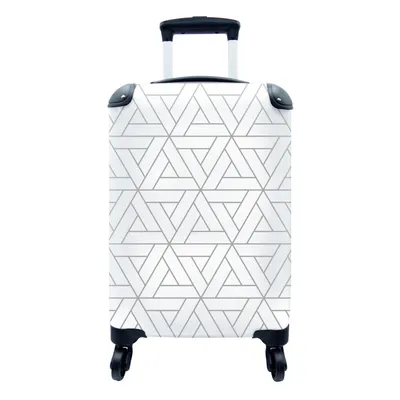 Produktbild von MuchoWow® Koffer Handgepäck Trolley Rollkoffer Kleine Reisekoffer mit 4 Rollen - Design - Linie - Muster - Schwarz - Weiß - Cabin Size < 55x40x23 cm & 55x40x20 cm - Fotokoffer - Kabinenkoffer - Boardgepäck - Reise-Box - Reisekoffer - Reisegepäck - Koffer mit Bild - Trolley für Kinder