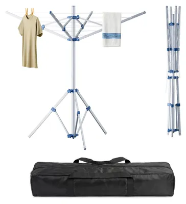 Produktbild von Wiltec Mobile Wäschespinne mit 4 Armen 16 m Wäscheleine Wäscheständer Alu Höhe 155cm Wohnwagen Camping Klappbar Wohnmobil Reise