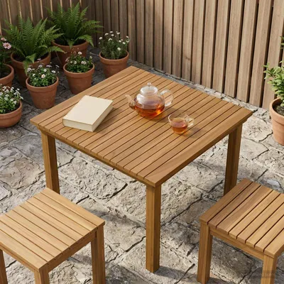 Produktbild von Tischplatte 70 x 70 x 3,5 cm Quadratisch Massives Teakholz