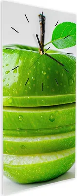 Produktbild von Wanduhr aus Glas mit Motiv Geschnittener Apfel- 30 x 60 cm - inkl. Aufhängesystem