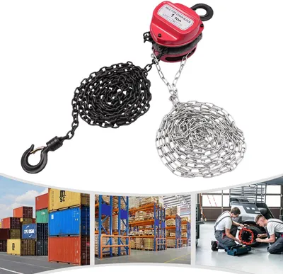 Produktbild von Kettenzug - Handkettenzug - 1000 kg Tragkraft - 4 m Hubhöhe - Kettenflaschenzug aus Stahl - Für Werkstatt & Garage - Rot