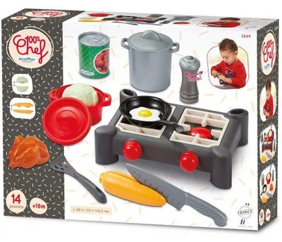 Immagine prodotto di Set fornello da cucina giocattolo, gioco di ruolo, ECOIFFIER, +18 mesi, 11 accessori, inclusi verdure e pollo