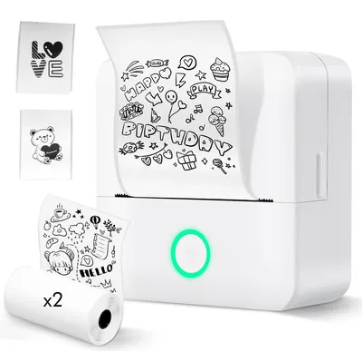 Zdjęcie produktu dla Drukarka etykiet - Bezatramentowa termiczna - Bluetooth - 57 x 25 mm - 2 rolki
