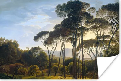 Produktbild von MuchoWow® Poster Italienische Landschaft mit Zirbelkiefer - Kunst - Alte Meister 90x60 cm - Schlafzimmer